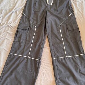 Forever 21 NWT Black Cargo Pants with White Accents
